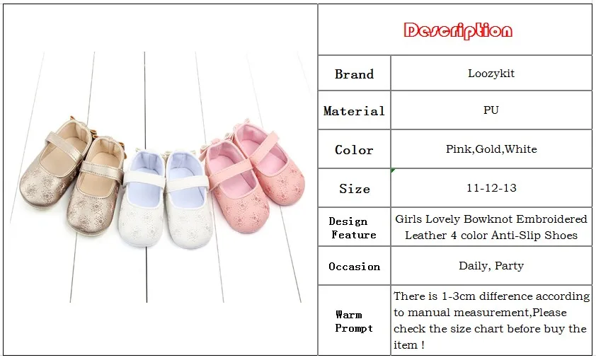 Loozykit для маленьких девочек обувь прекрасная Bowknot вышитые кожи; 4 цвета; нескользящие носки-сникерсы на мягкой подошве для детей ясельного возраста; для детей 0-12 месяцев