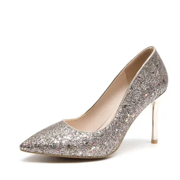 

Early spring in 2018 sexy fine with high heels pointed sequins 48 women's shoe size code 33-18122