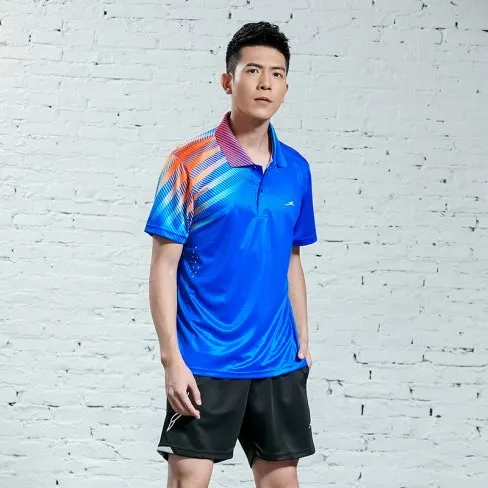 Женские и мужские футболки для бадминтона и тенниса, футболки для настольного тенниса, одежда из дышащего Джерси, быстросохнущие спортивные мягкие Топы - Цвет: Man-A2622 Blue