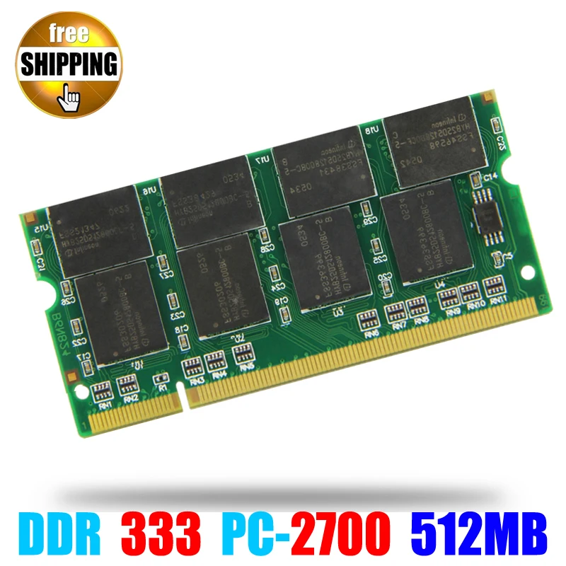 Achat Mémoire d ordinateur portable Ram SO DIMM PC2700 DDR 333 266 MHz 200PIN 512 MB DDR1 DDR333 PC 2700 333 MHz 200 BROCHES Pour Ordinateur Portable Sodimm Memoria