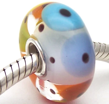 

PJG821 100% S925 Sterling Silver Beads Murano Glass beads Fit European Charms Bracelet charms diy jewelry Lampwork GlassBeads