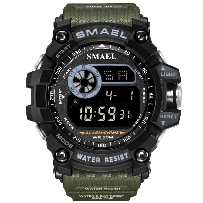 Цифровые Спортивные мужские наручные часы водонепроницаемые мужские наручные часы мужские армейские военные детские наручные часы электронные мужские часы - Цвет: ArmyGreen