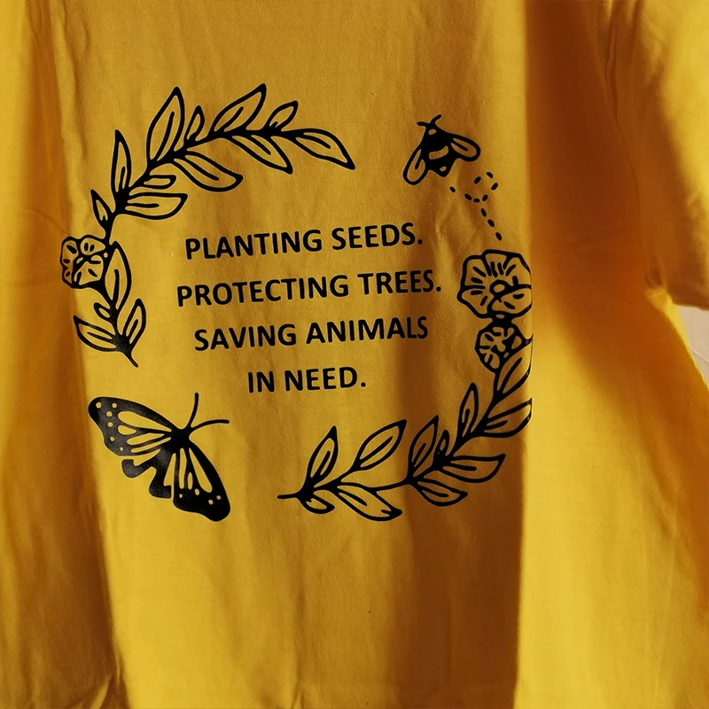 Посадка семян Защита деревьев сохранение животных слоган Женская хлопчатобумажная рубашка спасение пчелы тройники модная одежда Прямая поставка