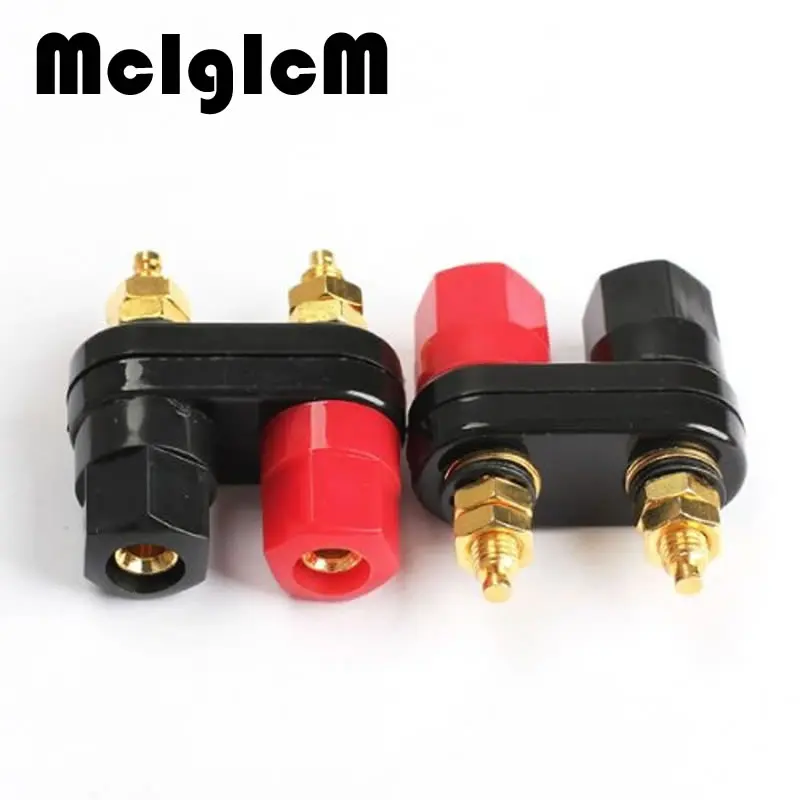 2pcs Speaker Terminal Binding Post Power Amplifier Dual 2 way Banana Plug Jack Black and Red