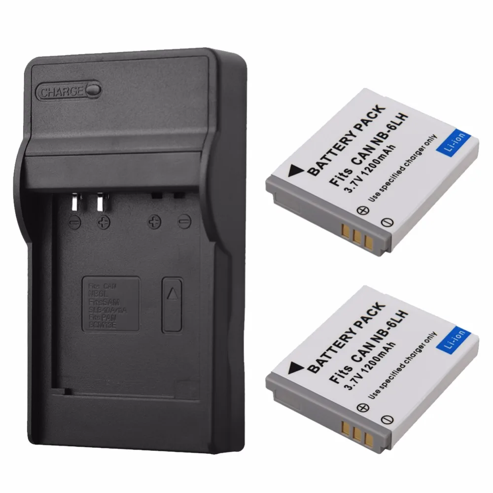 

2pcs NB-6LH NB6L NB-6L Digital Battery + Charger For Canon IXUS 310 SX240 SX275 SX280 SX510 SX500 HS 95 200 105 210 300 S90 S95