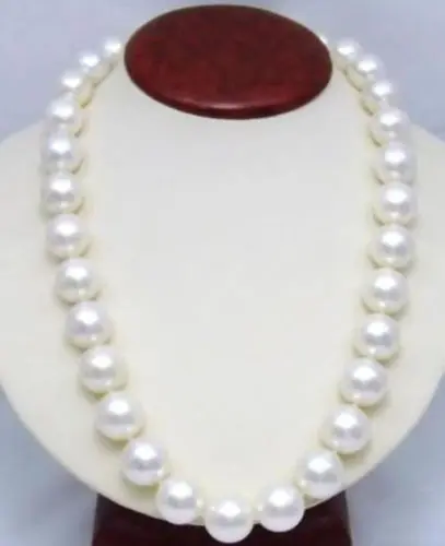 

Free Shipping >>HUGE 18MM ROUND SOUTH SEA WHITE SHELL PEARL NECKLACE 17 INCH