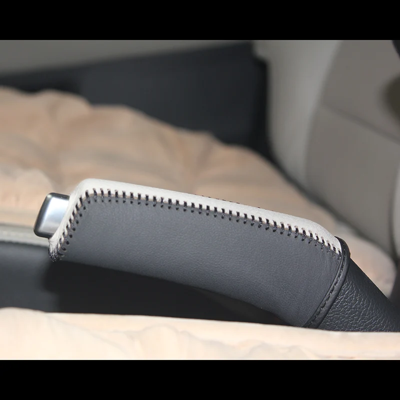Пояса из натуральной кожи Рукоятки ручного тормоза для автомобиля для KIA Carens 2013 года натуральный кожаный чехол на ручной тормоз автомобильные аксессуары интерьера