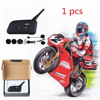 

1 pcs V6 1200 M Capacete Da Motocicleta Do Bluetooth Interfone 6 Pilotos Interphone Apoio Fone de Ouvido Sem Fio Mp3 Music GPS