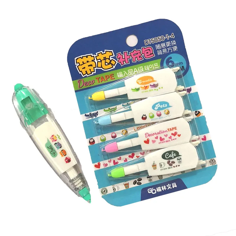 4pcs Set Korea Creative Correction Tape Refill Pack Cute Sticker for Kids Cartoon Toys Learning Tool