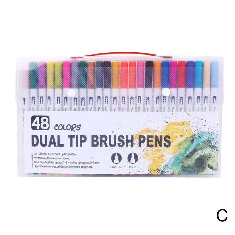 12 /24/36/48/60/100 colors Double-headed Watercolor Pen Cross-borderMarker Set Brush Pen Hook Line Pen Art Marker