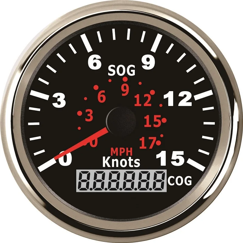 Waterproof 85mm Boat GPS Speedometer With Course 15knots Speed Gauge 9