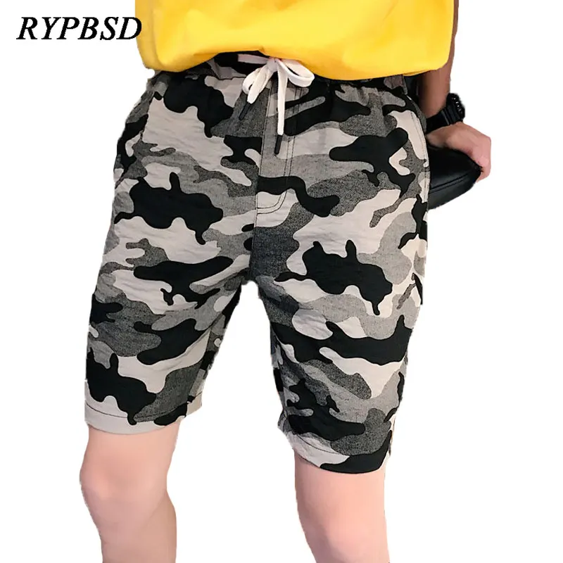2018 новые летние Harajuku военные камуфляжные шорты Для мужчин по колено свободные Рубашки домашние эластичный пояс бермуды masculina M-5XL