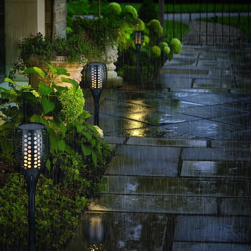 Chiclits Solar LED Flame Lamp Waterproof Flame Lighting 96LED Lights Flame Effect Light Outdoor Fire Light Garden Decoration  (17)