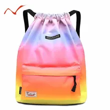 Wasserdicht Gradienten Kordelzug Sporttasche Frau Mädchen Sport Rucksack Training Schwimmen Fitness Tasche Softback Surfen Tasche