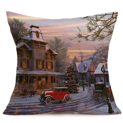 Наволочка 45*45 С Рождеством Христовым лен наволочка для диванной подушки Чехлы украшения дома