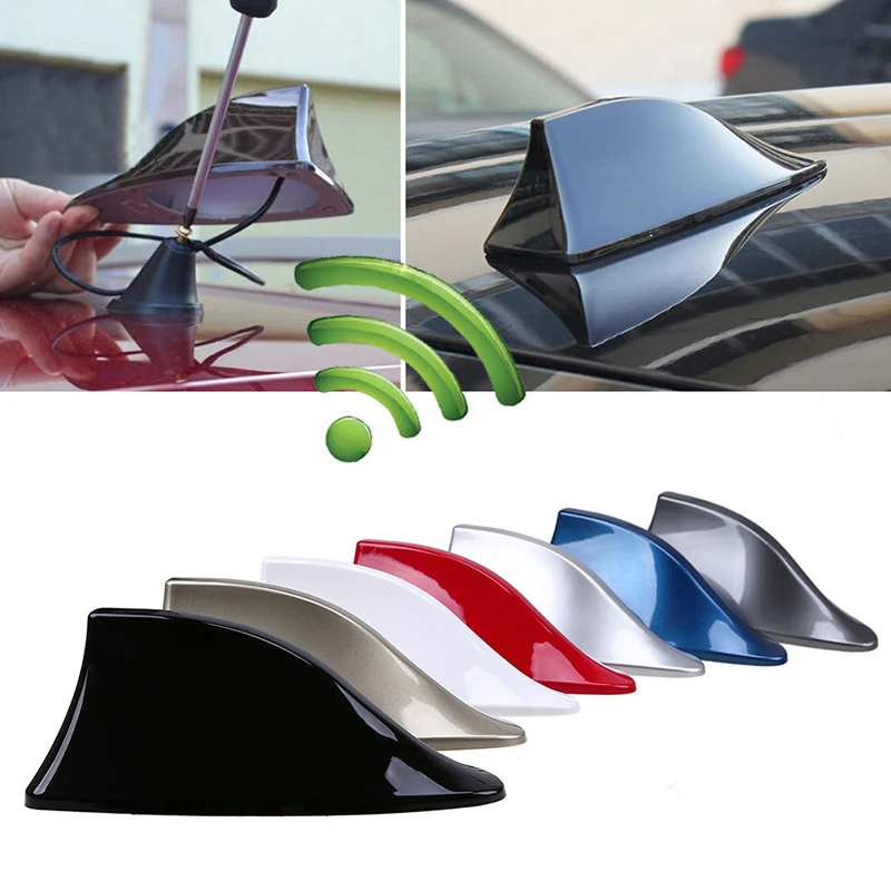 Universal Car Shark Antenna Auto Exterior Roof Shark Fin Antenna FM/AM Signal Protective Aerial Car Styling for Fo-rd