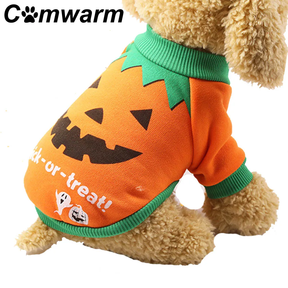 Comwarm Small Pet Dog Vest Shirt Clothes Warm Winter Pumpkin Pattern