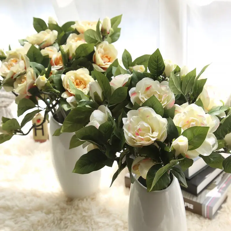 2pc/lot Artificial Fabric Gardenia Flower Plant With Plastic Stem