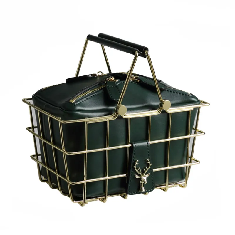 Универсальные кожаные сумки с металлическим каркасом, индивидуальные сумки с головой оленя и птичьей клеткой, женские повседневные сумки с... Универсальные кожаные сумки с металлическим каркасом, индивидуальные сумки с головой оленя и птичьей клеткой, женские повседневные сумки с...