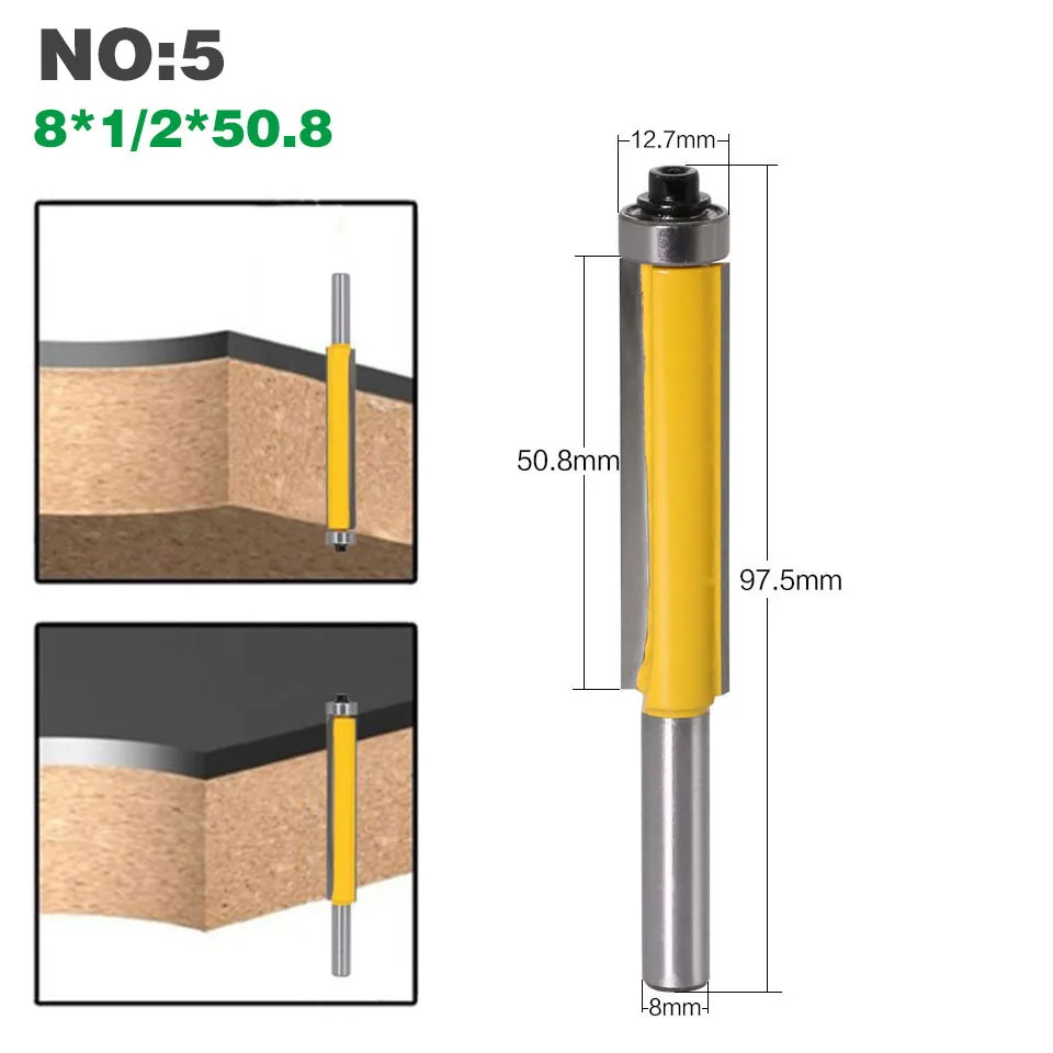 1 шт. 8 SHANKlong лезвие флеш бит заподлицо маршрутизатор бит концевой подшипник для деревообработки режущий инструмент - Длина режущей кромки: NO5