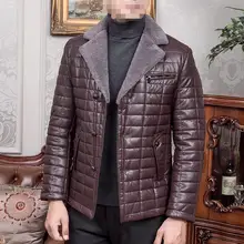 M-4XL г. Зимние Для мужчин досуг моды однобортный меховым пальто с хлопковой подкладкой и воротником лацканы куртка