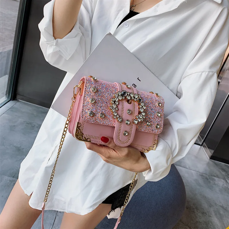 

Fashion luxury women handbags Women Leather Crossbody Bag Chain Strap Female Shoulder Bag luxury diamonds shoulder bags