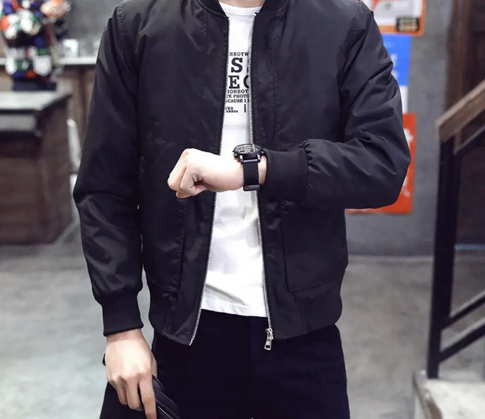 

2018 New Spring Autumn Men's Jackets Thin Solid Fashion Coats Male Casual Slim Stand Collar Bomber Jacket Men Overcoat 4XL
