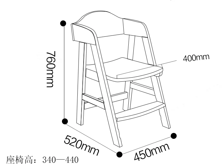 Детские стулья Детская мебель простой твердой древесины регулируемый стул деревянный стул шезлонг enfant silla infantil 45*52*76 см