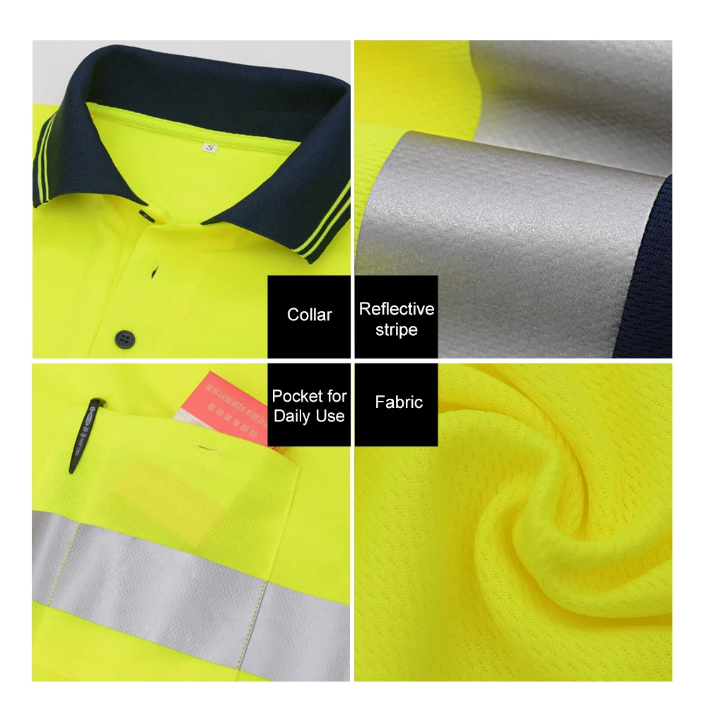 Защитная Светоотражающая рубашка с высоким видимым длинным рукавом и карманом " Серебристые светоотражающие ленты Мужская Влагоотводящая защитная одежда