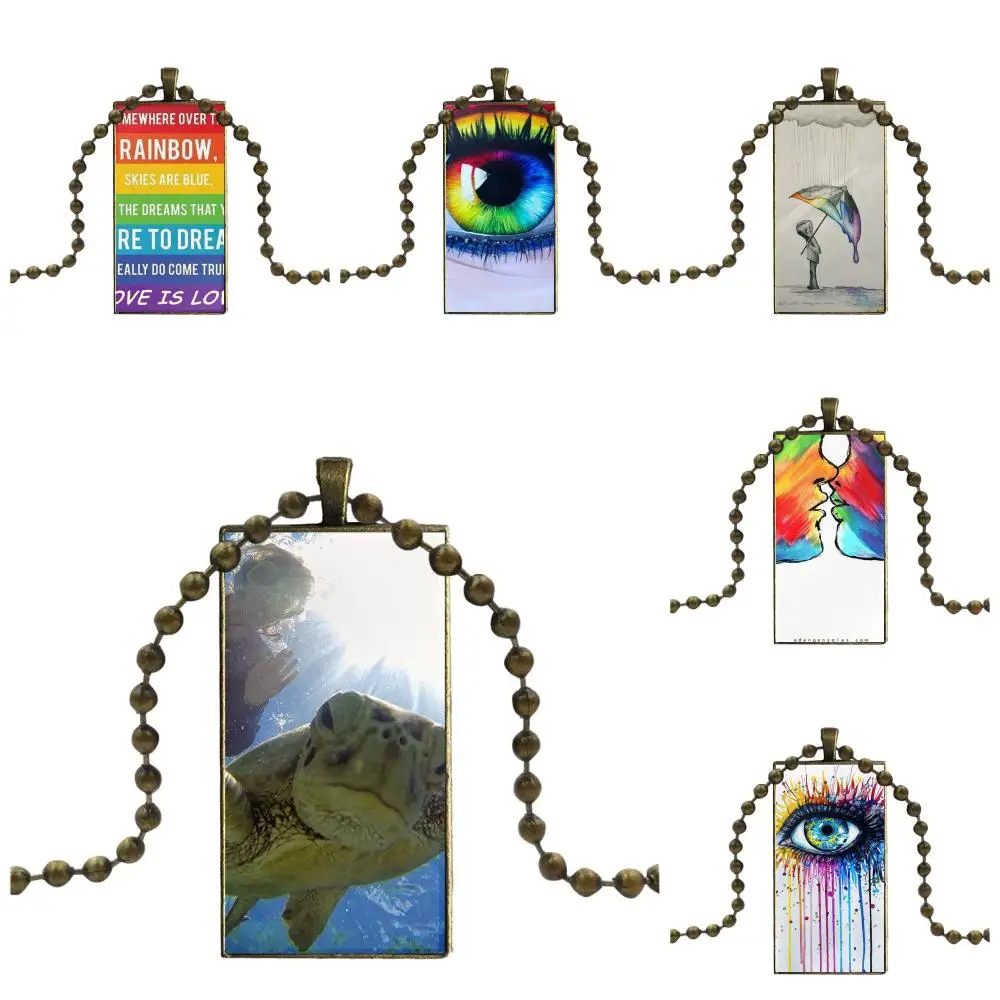 

Gay Lesbian Pride Lgbt Rainbow For Women Gift Fashion Glass Cabochon Pendant Necklace With Women Bronze Plated Statement Jewelry