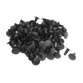 

AUTO 100 pcs Car Plastic Push In Fastener Rivets Clips Black