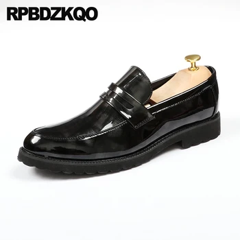 

Loafers Elevator Blue Slip On Pointed Toe Patent Leather Wedding British Casual Shoes Height Increasing Men Burgundy Black Prom