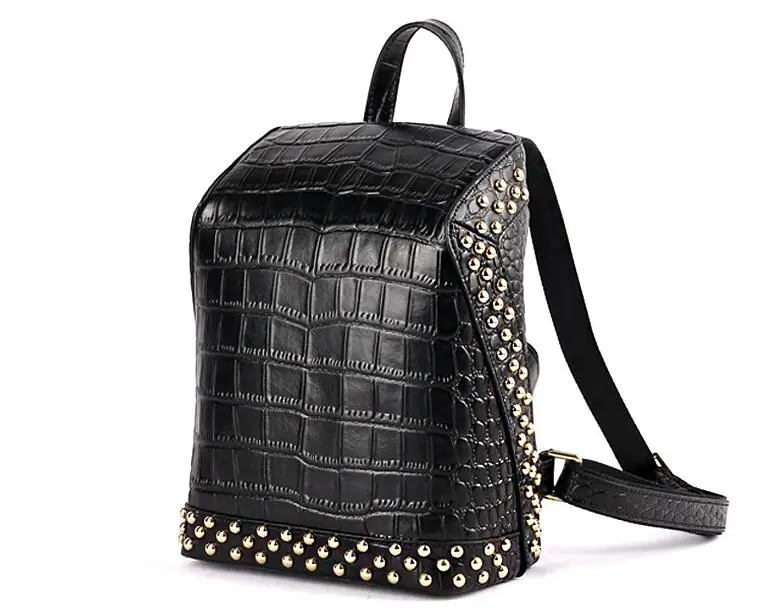 ^*Best Offers Большой рюкзак для отдыха из сплит-кожи с узором крокодила и заклепками ^*Best Offers Большой рюкзак для отдыха из сплит-кожи с узором крокодила и заклепками