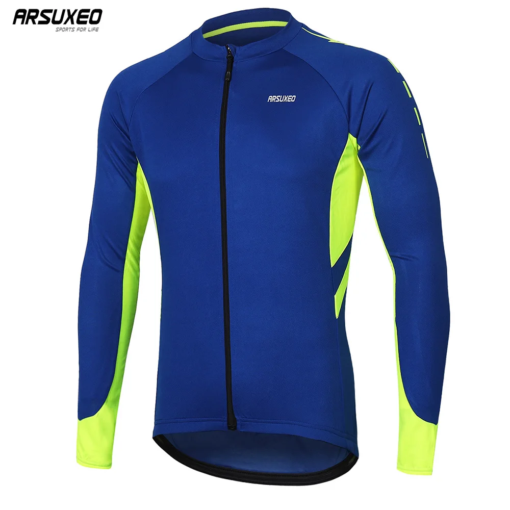 online Completo Zíper dos homens ARSUXEO Ciclismo Jersey Bicicleta Camisa Mangas Compridas MTB Mountain bike Vestir Roupas Jerseys 6030