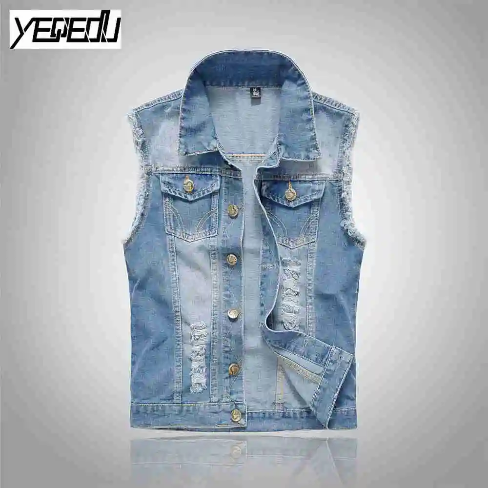 3403 Vintage Denim vests men 5XL 6XL Plus size vest for men Fashion