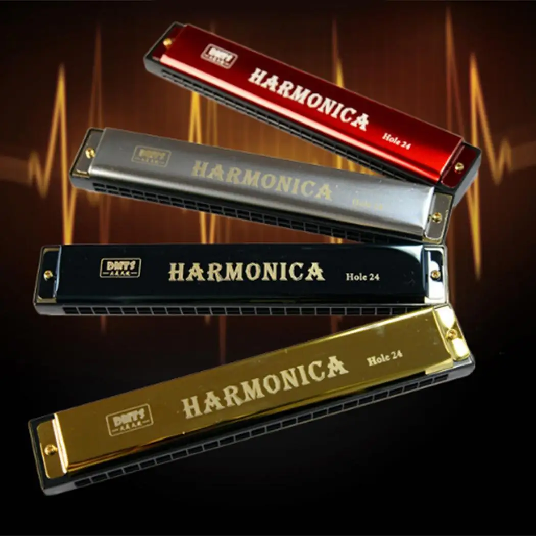 Diatonic 24 отверстия гармоника C Ключ золото серебро красный черный Начинающий