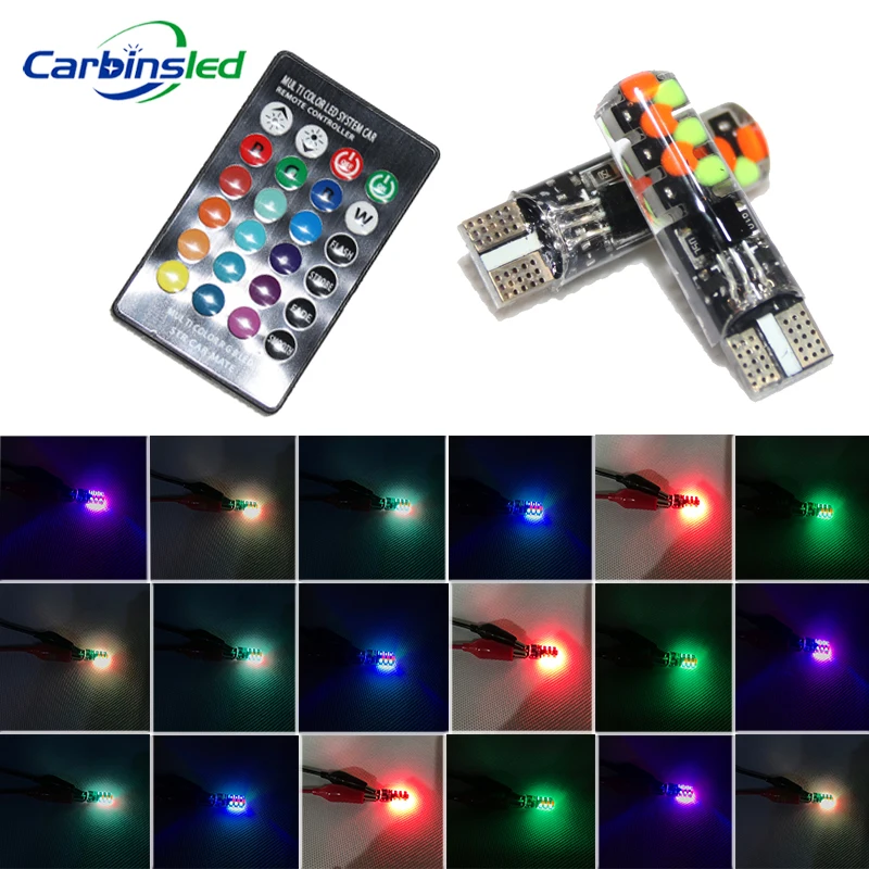 

CARBINS New Universal Car Led T10 RGB Clearance Light Car COB 12 SMD Colorful Multi Mode Car Light Bulbs With Remote Controller