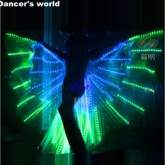 Светодиодный костюм для танца живота, светодиодный, крылья, сценическое представление, Женская Одежда для танцев, светодиодный, Бабочка, для танца живота, Светящиеся Крылья, карнавальные костюмы