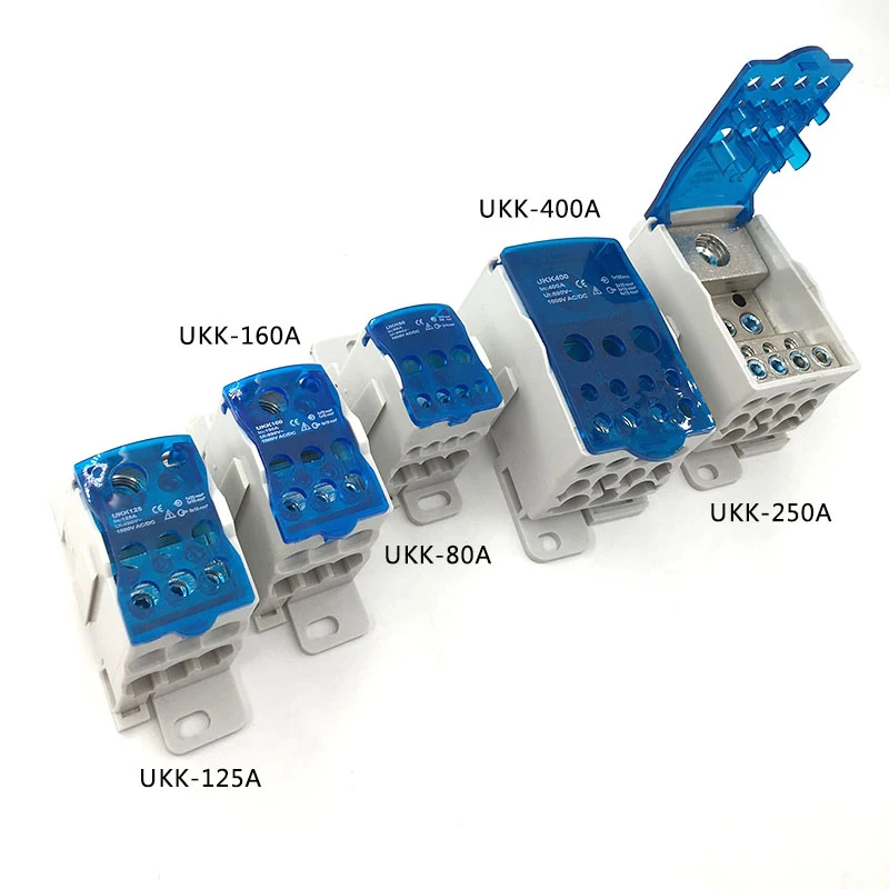 

UKK80A UKK125A UKK160A Terminal Block 1 in many Out Din Rail distribution Box Universal Electric Wire Connector Connection Box