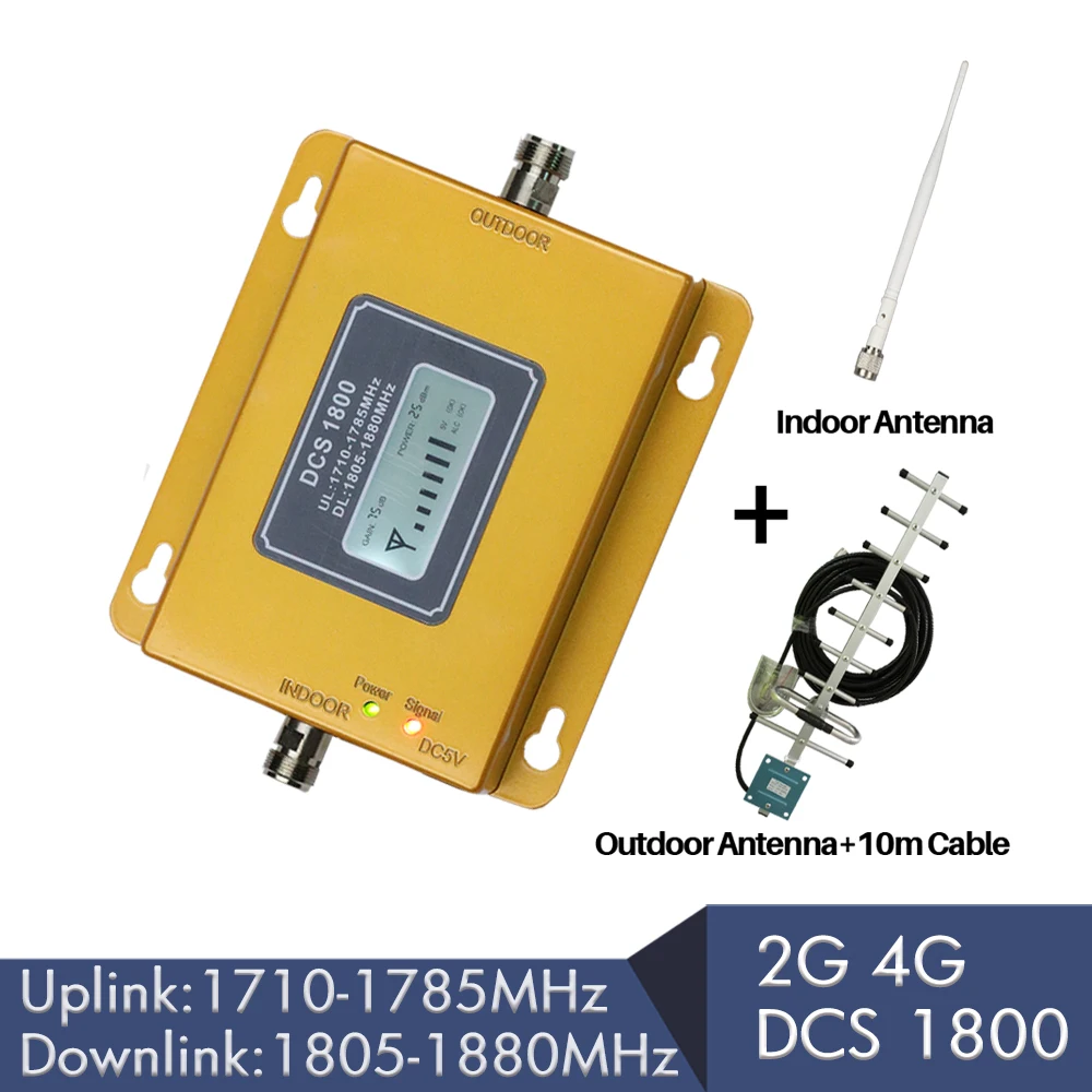 

2G 4G Cellular Signal Repeater DCS LTE 1800mhz Mobile Signal Booster 75dB Gain LCD Display Band 3 FDD 4G LTE Amplifier full set