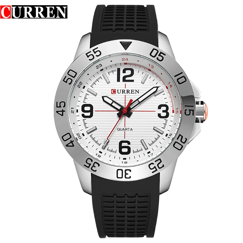 CURREN 8181 Men Sport Military Quartz Watches Round Dial Large Digital Scale Analog WristWatch Relogio Masculino