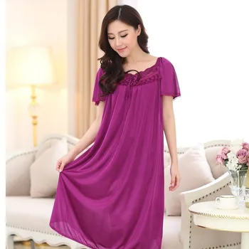 

Free shipping Summer women nightgown female short-sleeve plus size nightgown lounge full dress sleepwear 4xl Sleepshirts Sexy