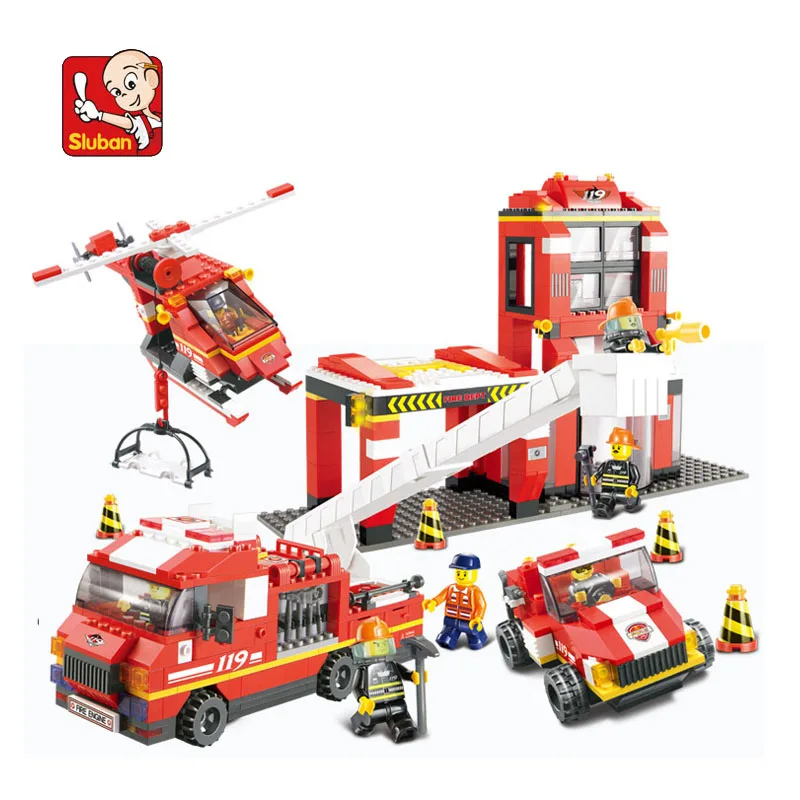 

Sluban model building kits compatible city fire 403 3D blocks Educational model & building toys hobbies for children