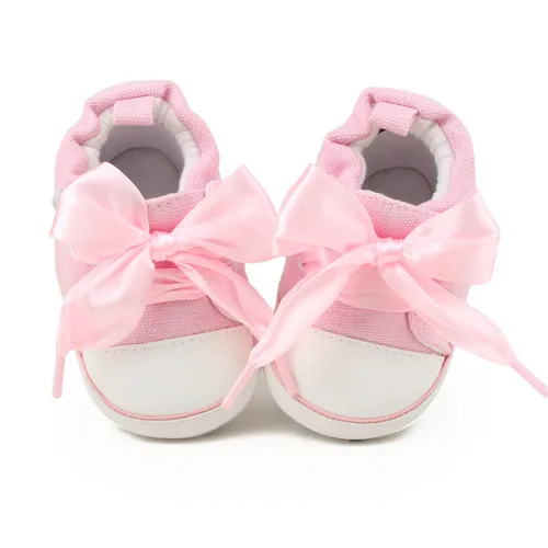 Delebao/ стиль; кружевная детская обувь на шнуровке; сезон осень-весна; хлопковая обувь с мягкой подошвой для малышей 0-18 месяцев; первые ходунки для новорожденных - Цвет: Pink