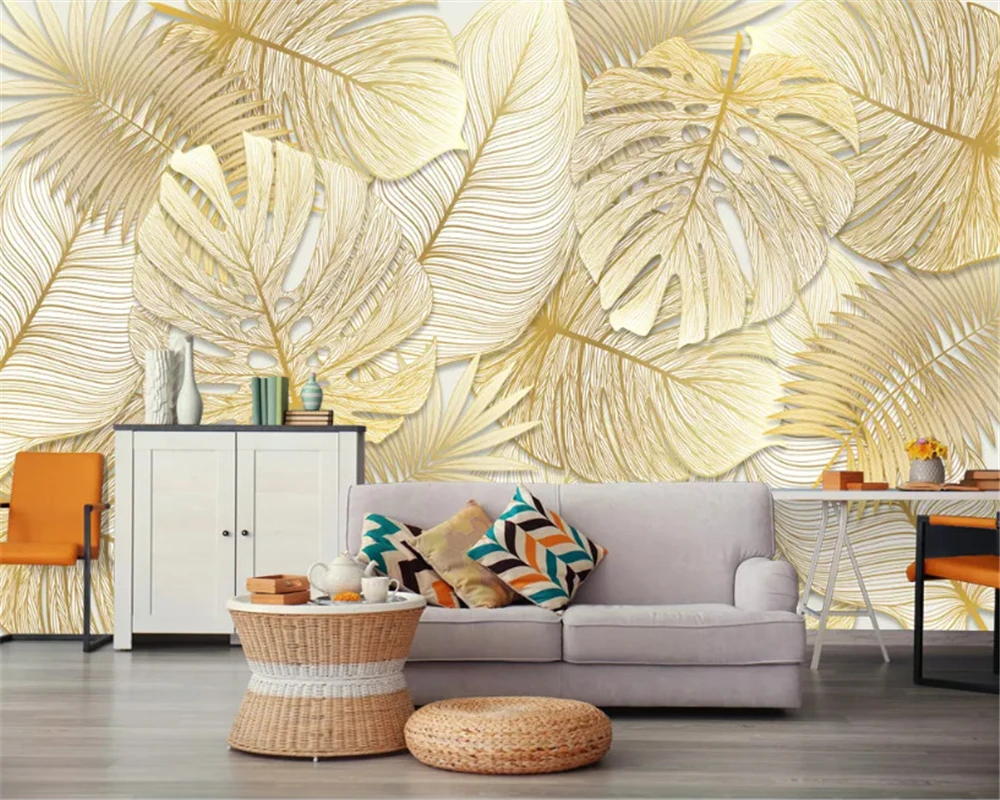 

beibehang Custom papel de parede 3d wallpaper Nordic small fresh tropical rainforest banana leaves garden background painting