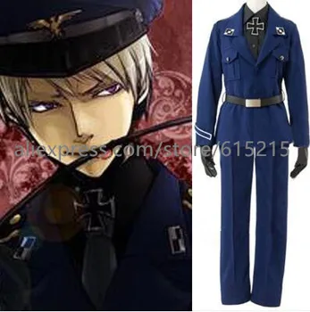 

Anime APH Axis powers Hetalia Prussia Cosplay Costume Blue Navy Uniform Customized