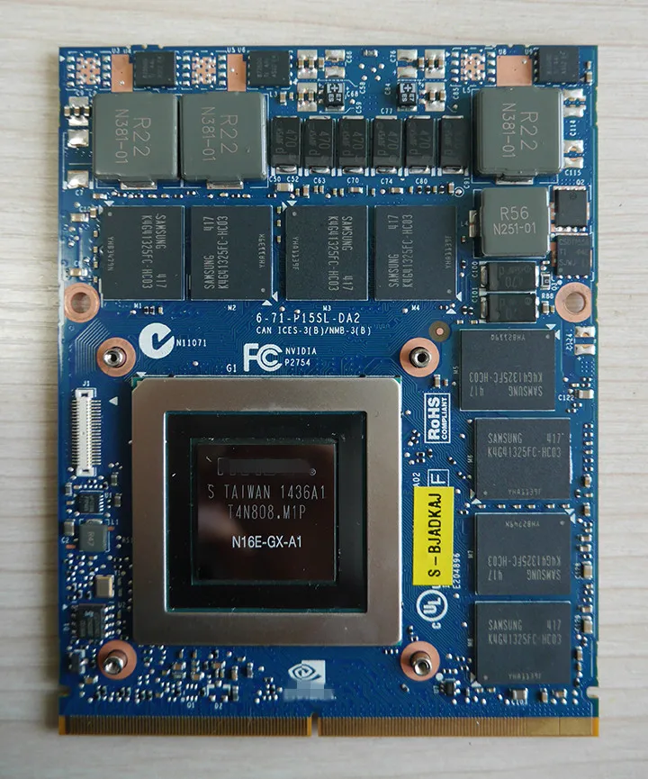 Видеокарта GTX980M GTX 980M Графический графический процессор 8 ГБ GDDR5 для A l i e n w a r C v o