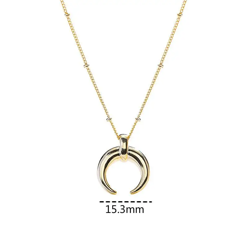 Новое поступление 925 пробы серебряные Простые ожерелья с кулонами в виде Луны для женщин Европейский стиль полумесяц массивное ожерелье - Цвет камня: Золотой