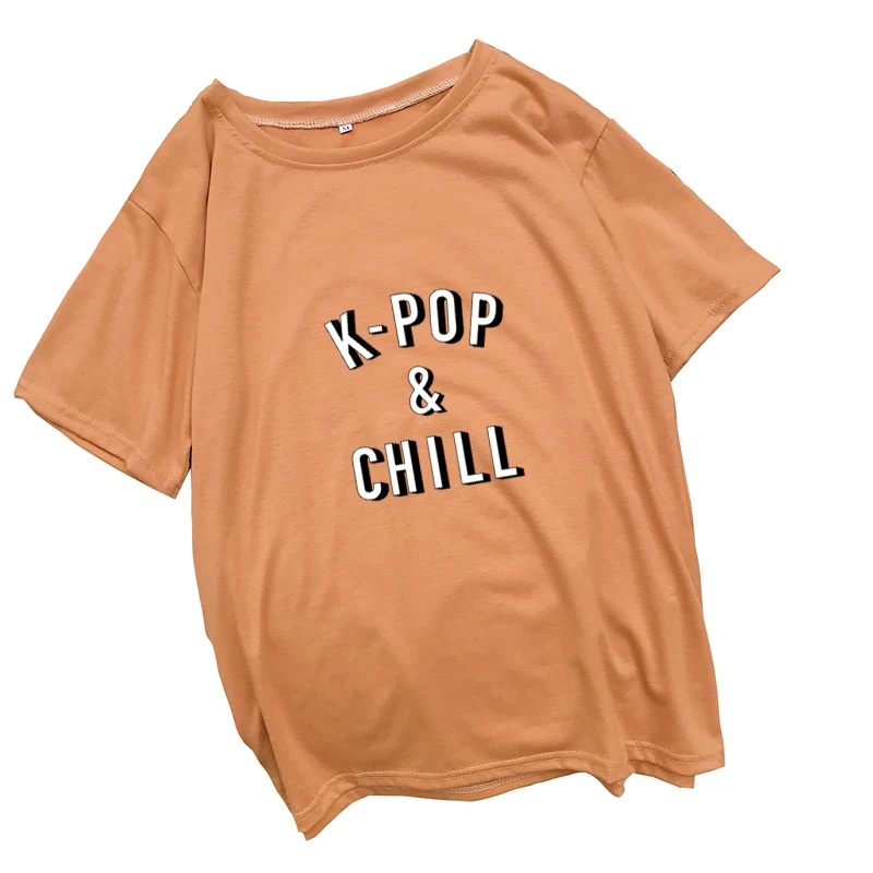 Kpop & Chill Letter Print T Shirts Women Summer Tee Shirt Femme Casual Losoe O-Neck Short Sleeve Harajuku Streetwear Female Tops (4)