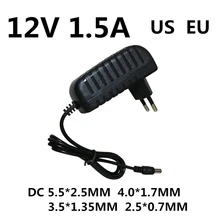 Adaptador de energia DC 12 v 12 v 1500mA 1.5A AC 100-240 v conversor fonte de alimentação do carregador Europa e américa plug preto DC 5.5*2.5mm